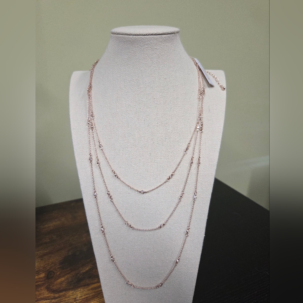 Bogobancroft 3 Strand Rose Gold Bezel Satellite Chain Necklace 28$